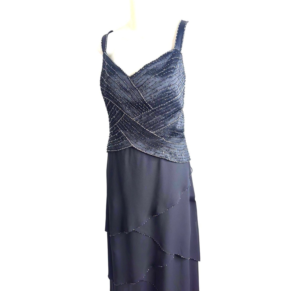 Montage by Mon Cheri Black Dress Gown MOB Sequined Black Tiered 16 - Picture 4 of 8